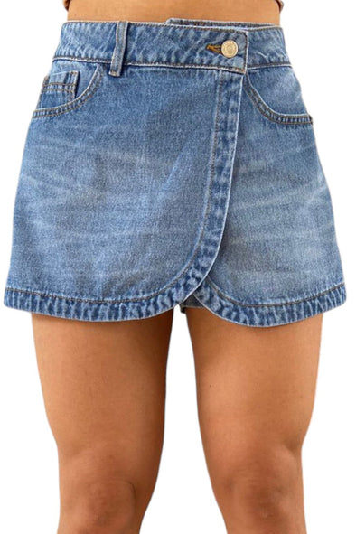 Falda short Rumi Cruzada Denim - Azul