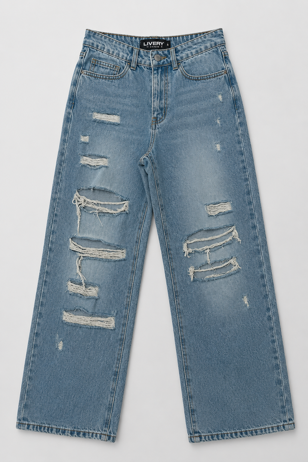 Jean L58 con muchos rotos - Azul claro