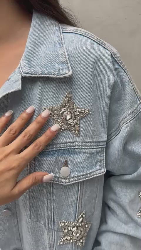 Chaqueta denim estrellas brillos