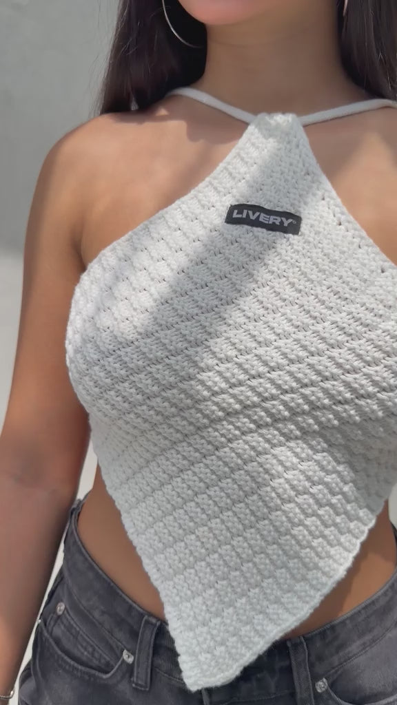 Blusa Sunna tejida picos amarre espalda - Marfil