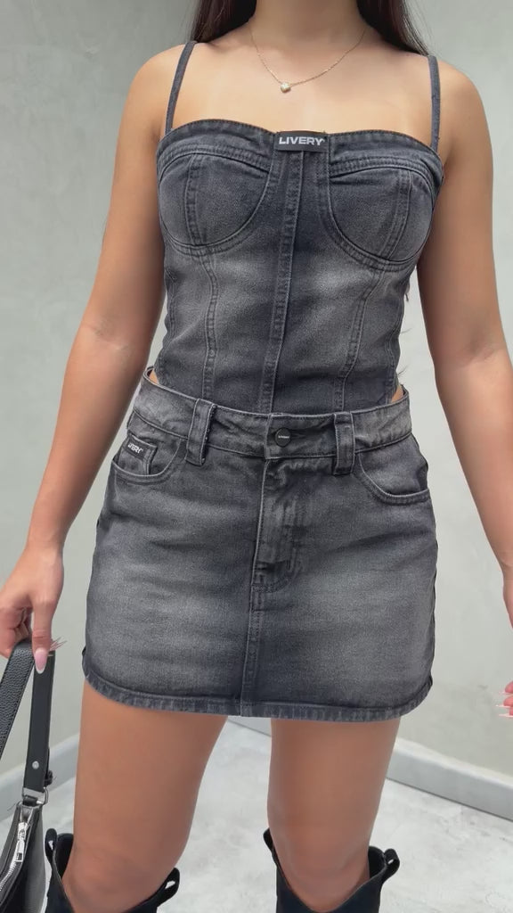 Blusa corset Milan - Negro humo