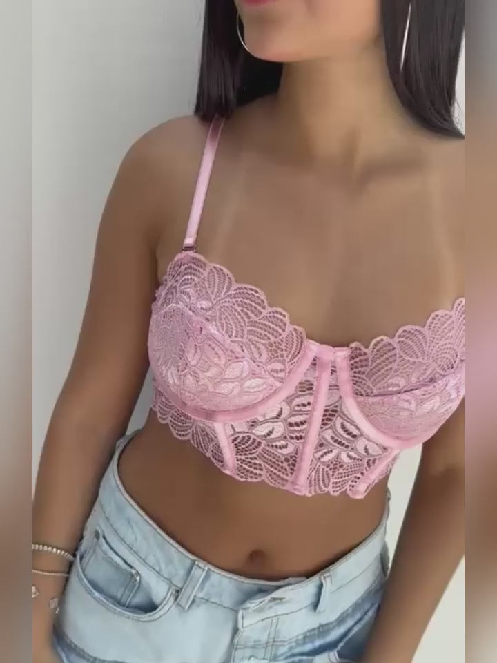 Blusa Tutty CROPTOP blonda | Gratis panty - Rosa